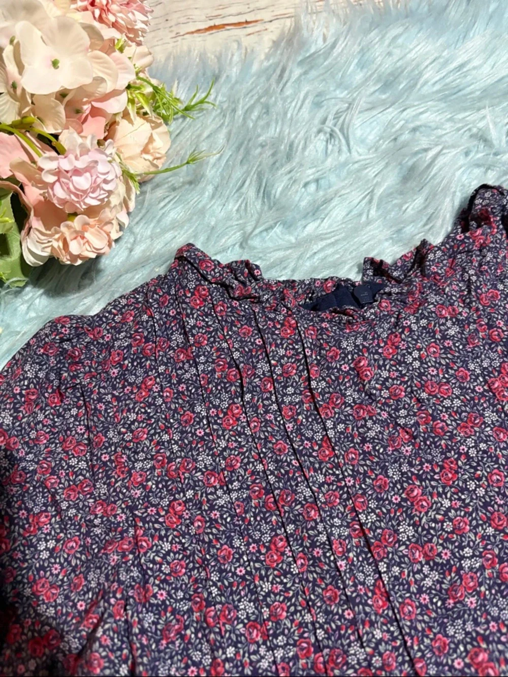 GAP Kids Floral Dress - Purple and Pink Pintuck Dress sz L